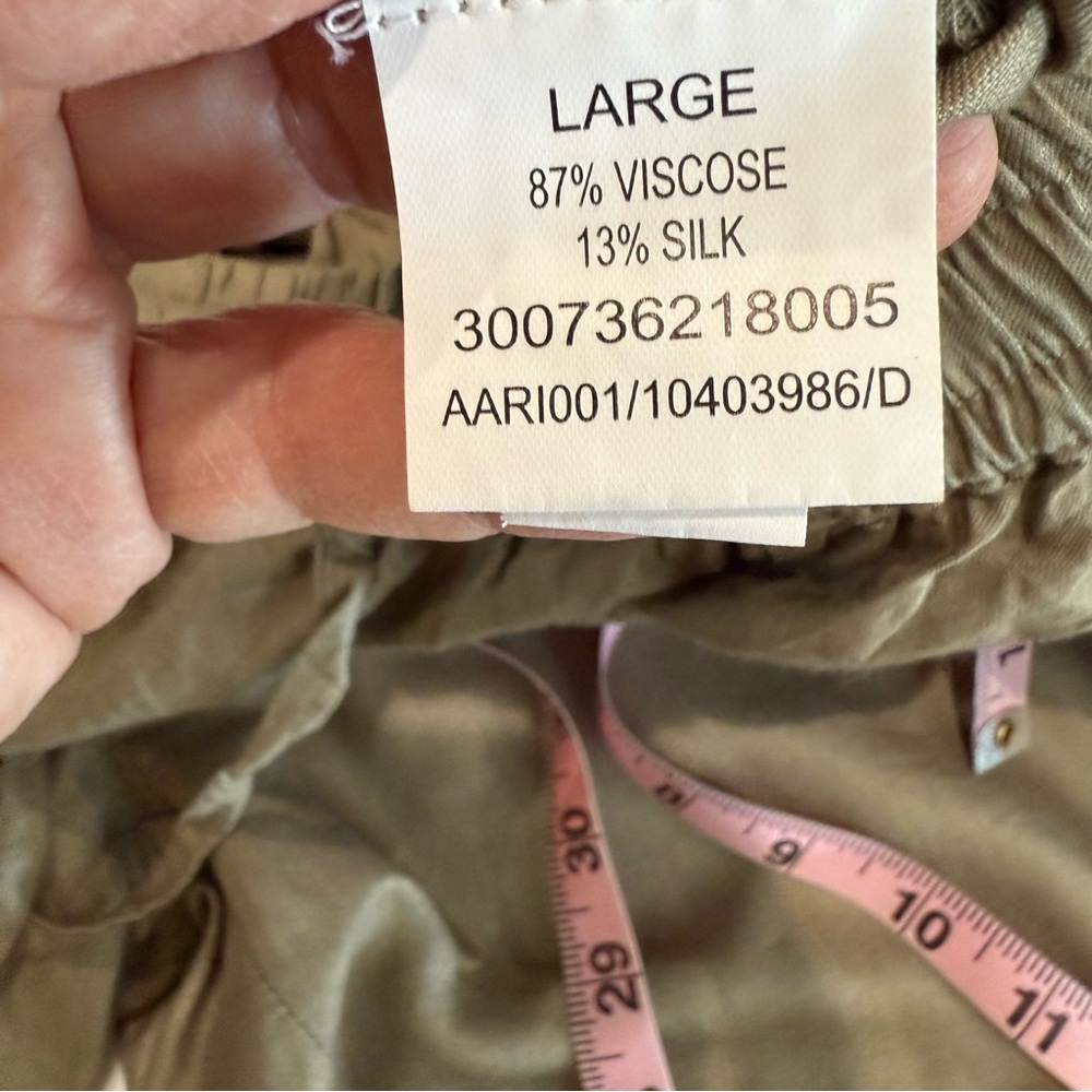 Zuba Palazzo Pants Silk Blend Taupe with Silver Embroidery Pull-on Women’s Large - Picture 11 of 12